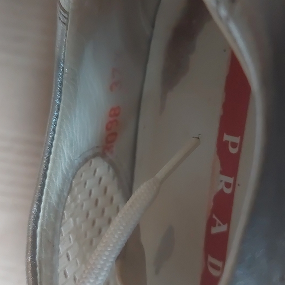 PRADA white mesh with silver leather oxfords, EU 37.5 (7.5-8) RARE - Picture 6 of 11